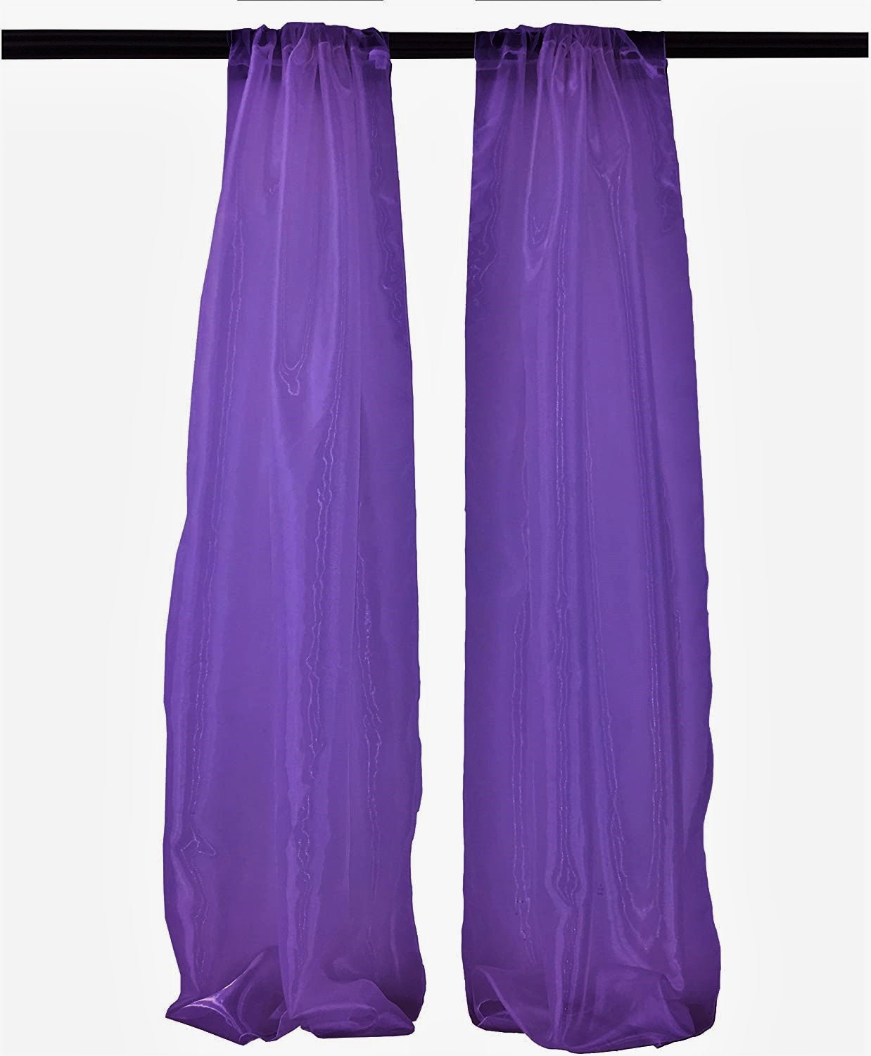 4.5 Feet Wide x 9 Feet High, Polyester Sheer Mirror Organza Backdrop Drape, Curtain Panels, Room Divider, 1 Pair. - New Creations Fabric & Foam Inc