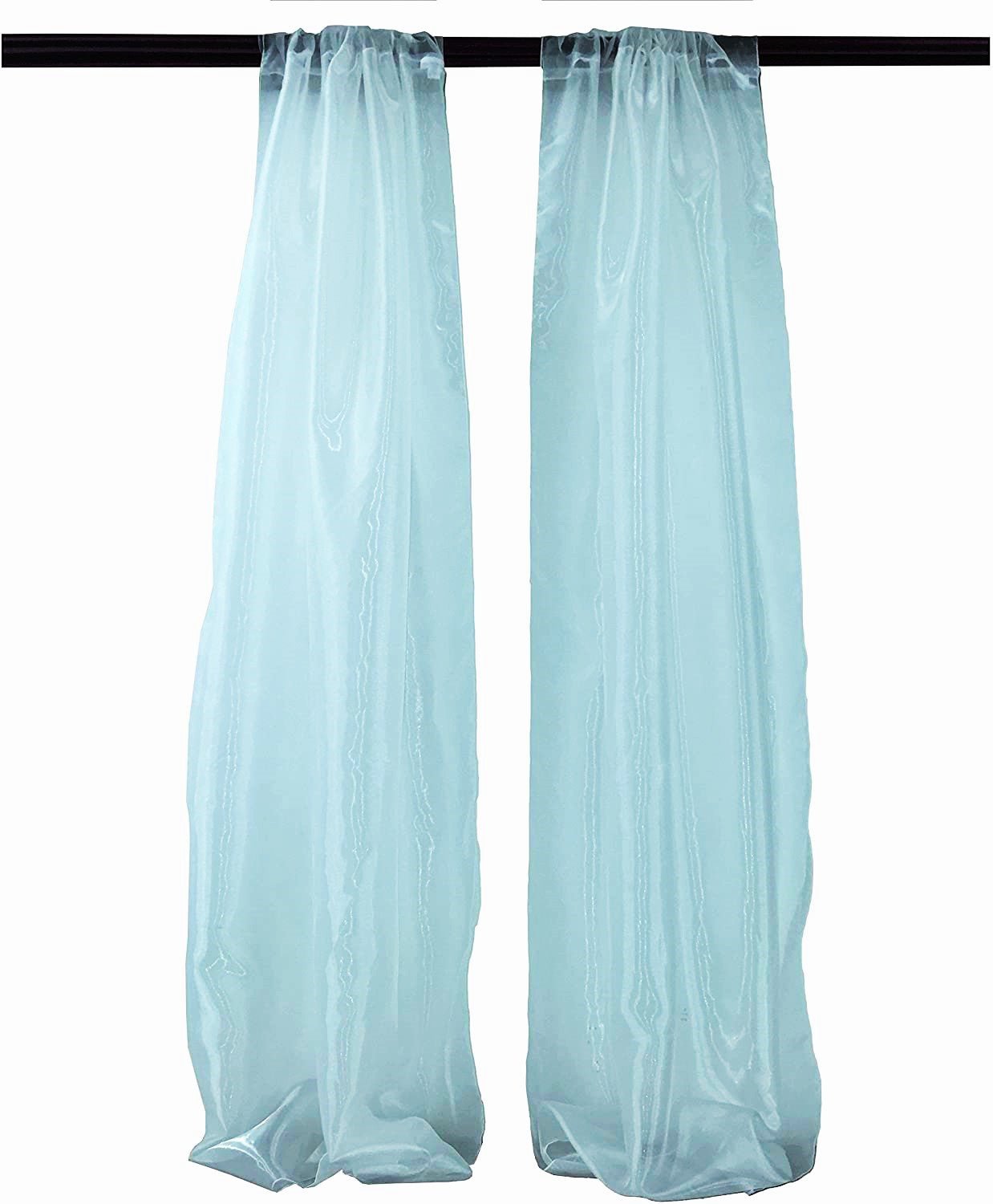 4.5 Feet Wide x 9 Feet High, Polyester Sheer Mirror Organza Backdrop Drape, Curtain Panels, Room Divider, 1 Pair. - New Creations Fabric & Foam Inc