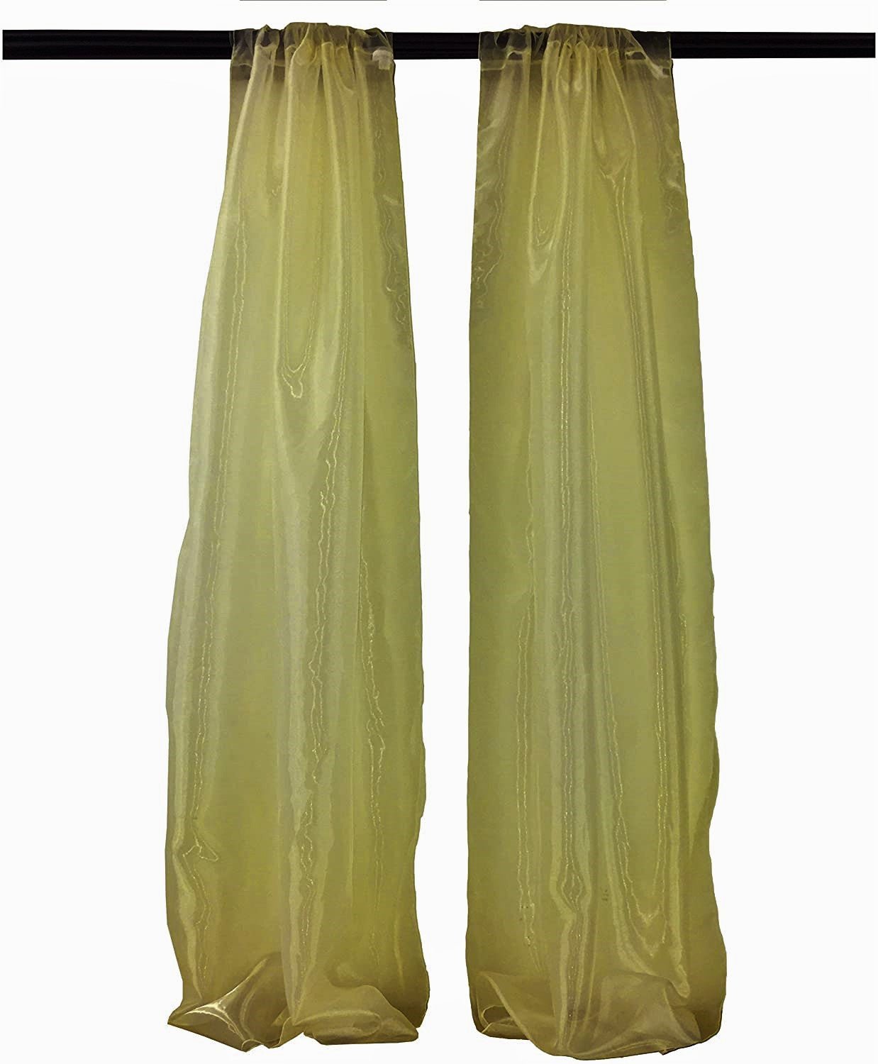 4.5 Feet Wide x 9 Feet High, Polyester Sheer Mirror Organza Backdrop Drape, Curtain Panels, Room Divider, 1 Pair. - New Creations Fabric & Foam Inc