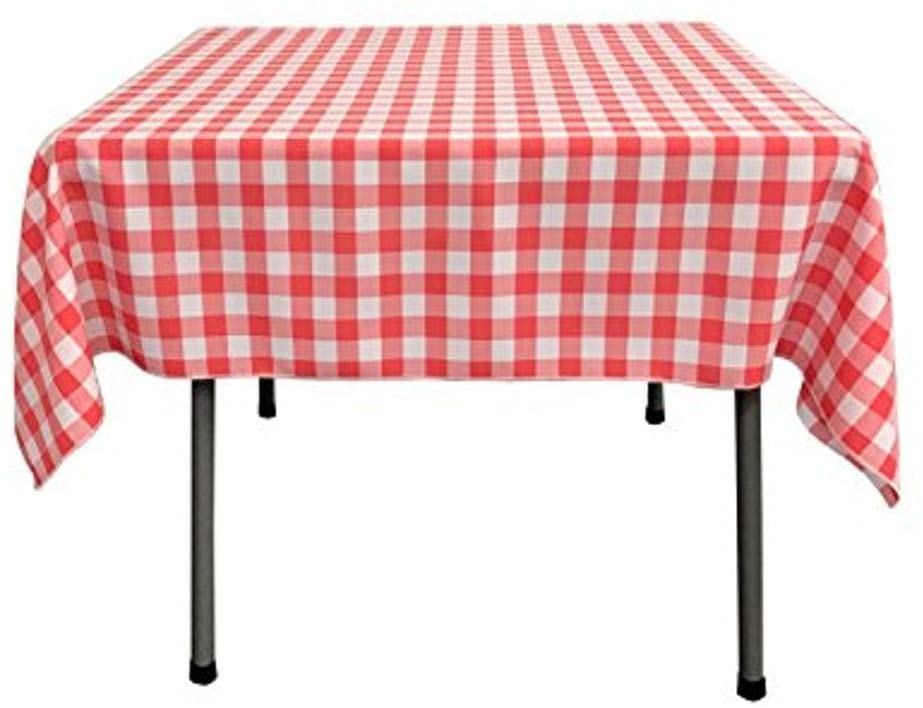 48" x 48" Square Tablecloth for 36" Square Small Coffee Table with 6" Drop, Polyester Checkered Gingham Plaid Table Overlay - New Creations Fabric & Foam Inc