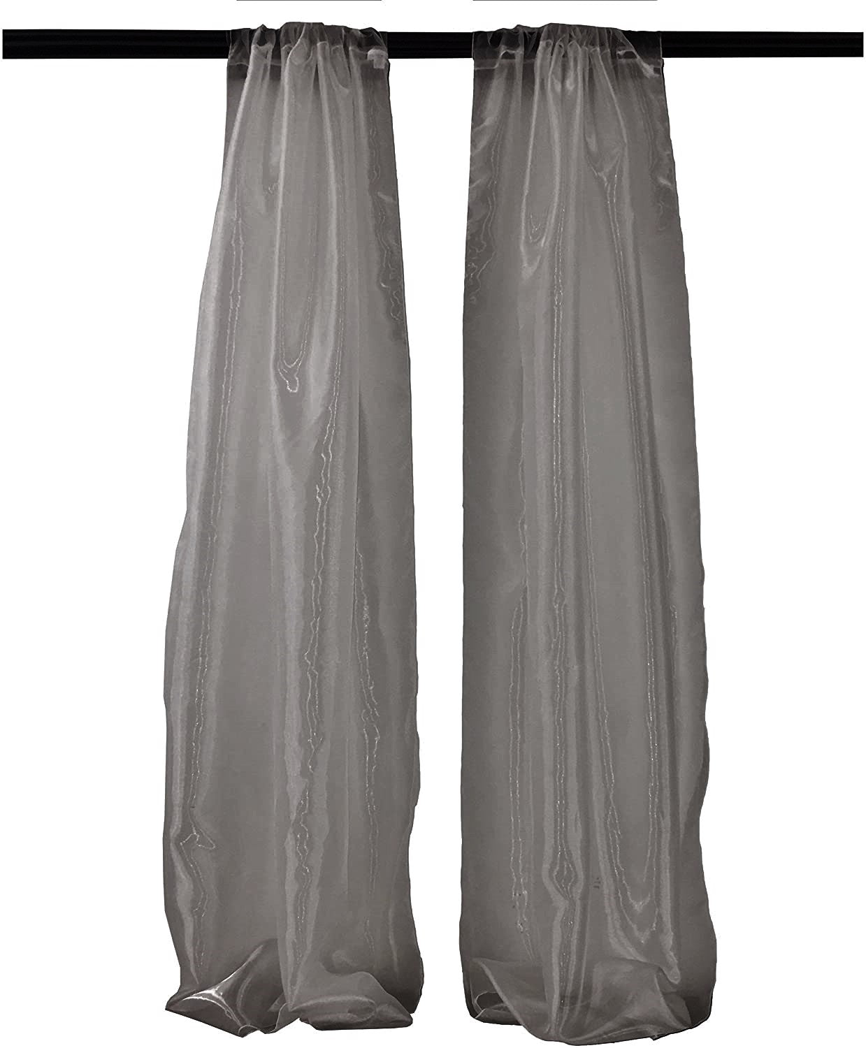 5 Feet Wide x 10 Feet High, Polyester Sheer Mirror Organza Backdrop Drape, Curtain Panels, Room Divider, 1 Pair. - New Creations Fabric & Foam Inc