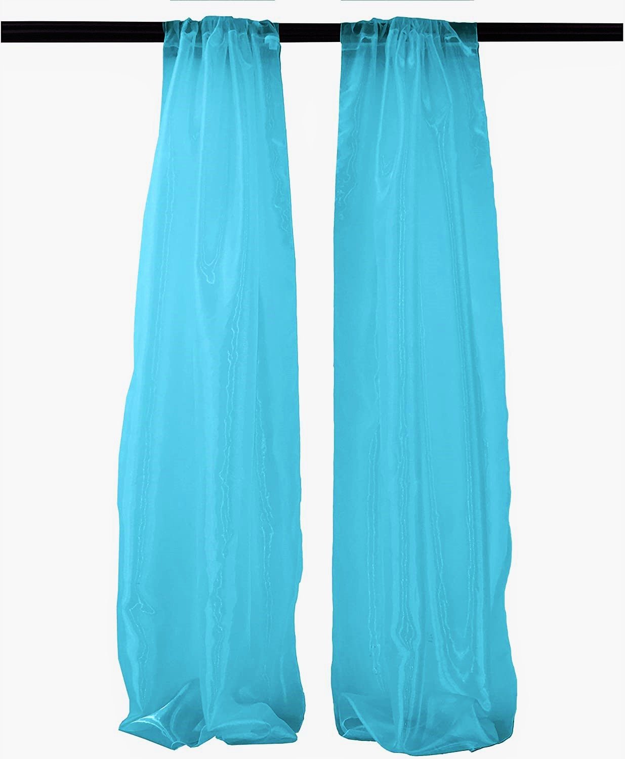 5 Feet Wide x 10 Feet High, Polyester Sheer Mirror Organza Backdrop Drape, Curtain Panels, Room Divider, 1 Pair. - New Creations Fabric & Foam Inc