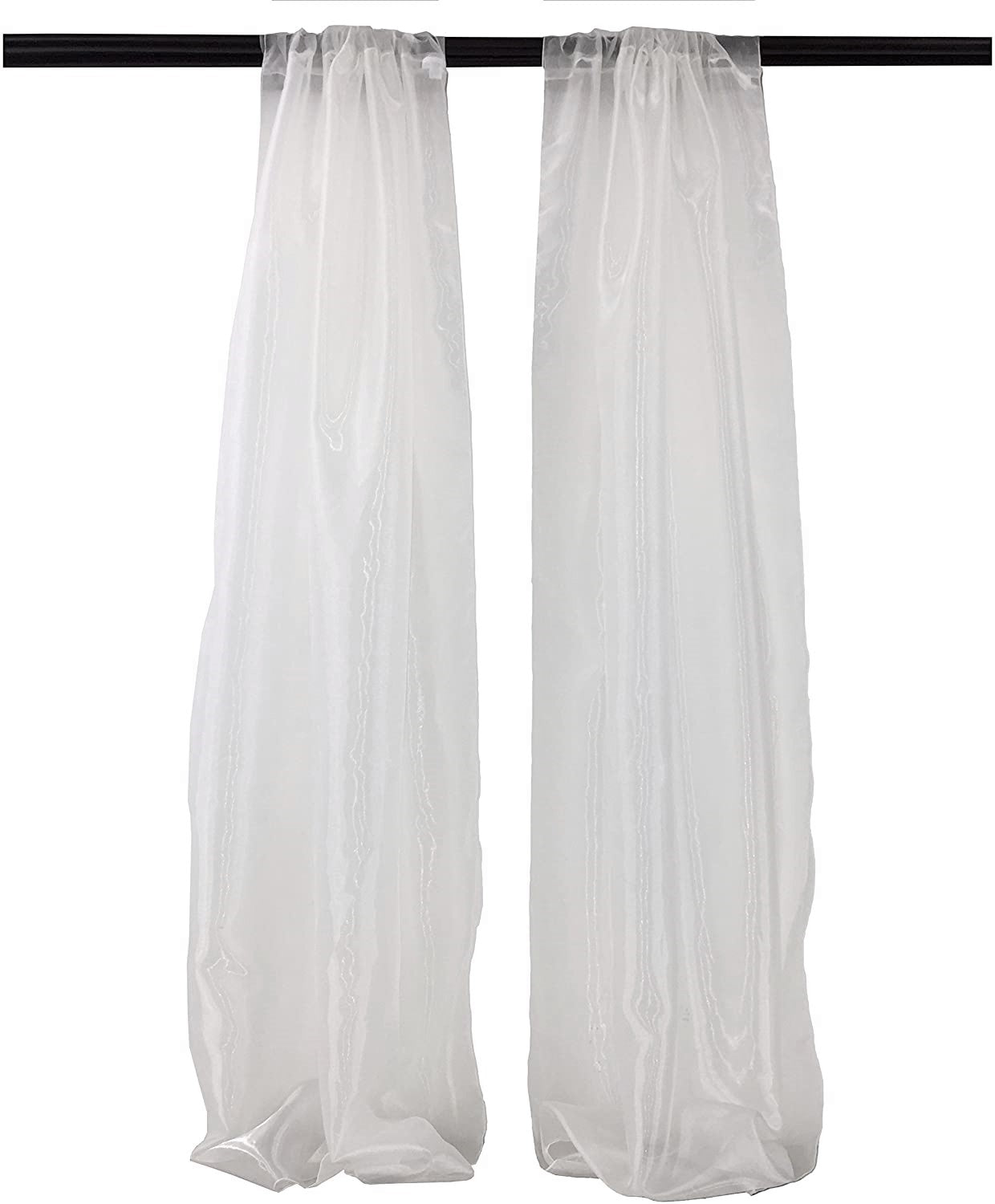 5 Feet Wide x 20 Feet High, Polyester Sheer Mirror Organza Backdrop Drape, Curtain Panels, Room Divider, 1 Pair. - New Creations Fabric & Foam Inc