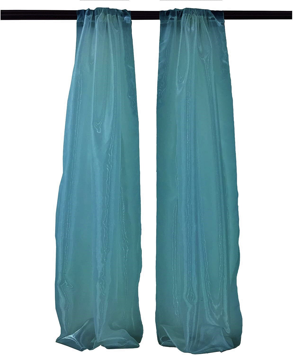 5 Feet Wide x 20 Feet High, Polyester Sheer Mirror Organza Backdrop Drape, Curtain Panels, Room Divider, 1 Pair. - New Creations Fabric & Foam Inc