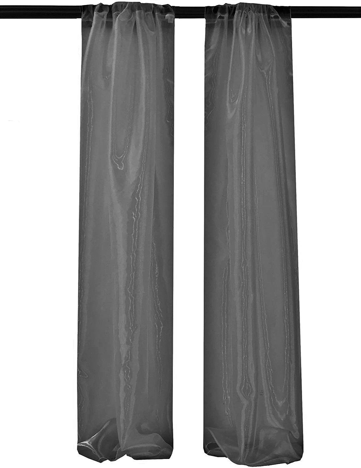 5 Feet Wide x 20 Feet High, Polyester Sheer Mirror Organza Backdrop Drape, Curtain Panels, Room Divider, 1 Pair. - New Creations Fabric & Foam Inc