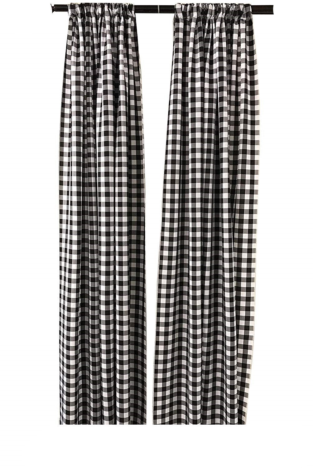 5 Feet Wide x 6 Feet High, Buffalo Checkered Country Plaid Gingham Checkered Backdrop Drapes Curtains Panels, 1 Pair - New Creations Fabric & Foam Inc