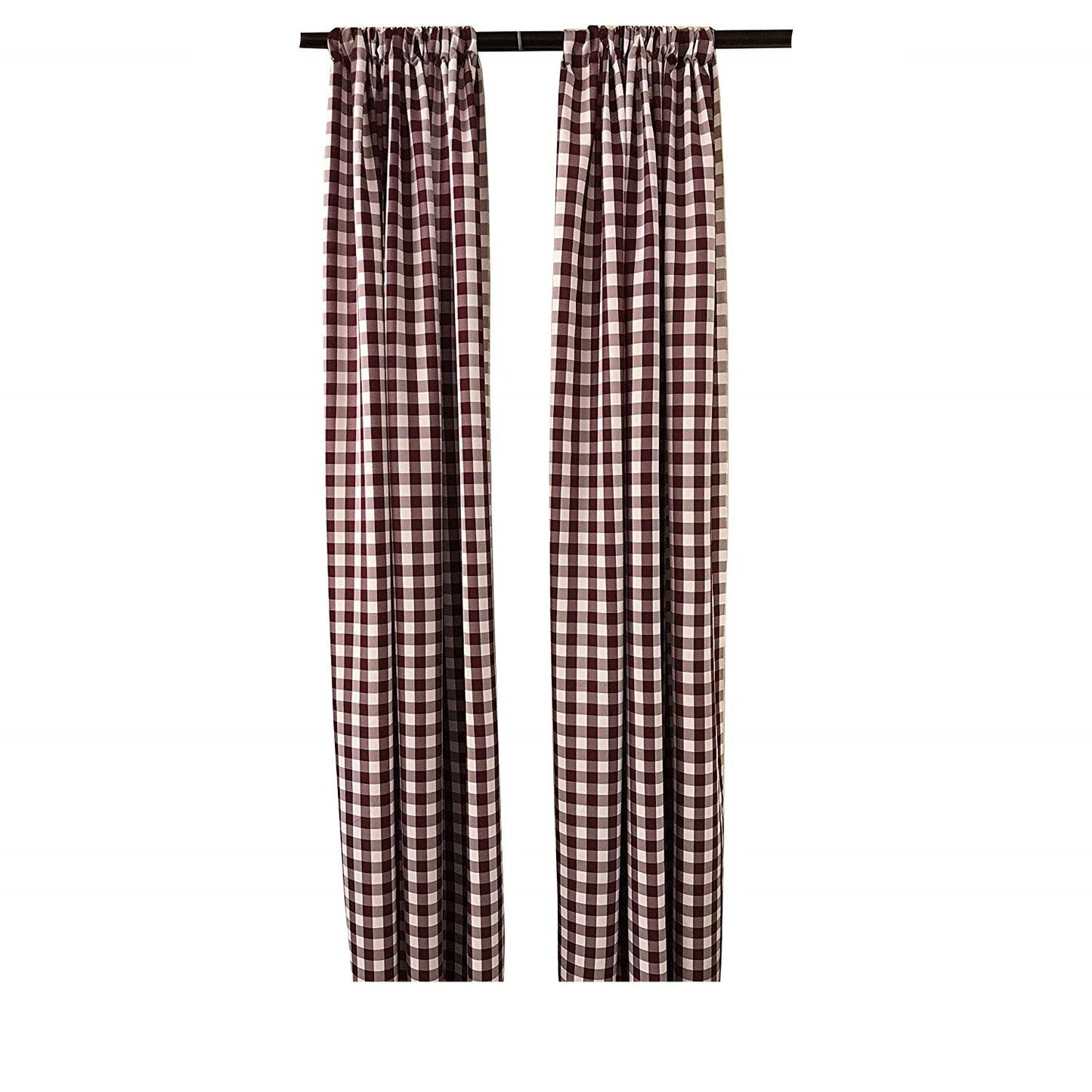 5 Feet Wide x 6 Feet High, Buffalo Checkered Country Plaid Gingham Checkered Backdrop Drapes Curtains Panels, 1 Pair - New Creations Fabric & Foam Inc