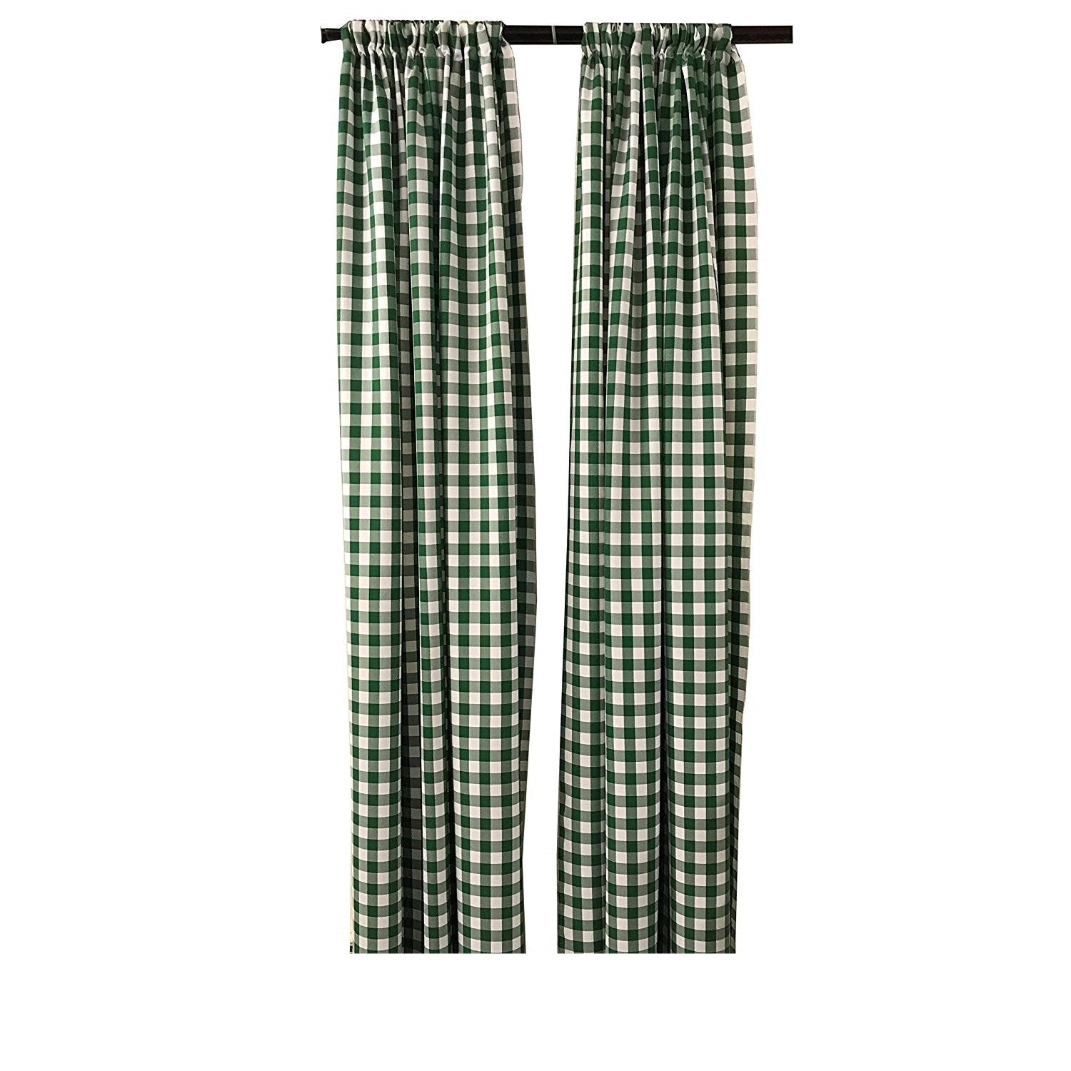 5 Feet Wide x 6 Feet High, Buffalo Checkered Country Plaid Gingham Checkered Backdrop Drapes Curtains Panels, 1 Pair - New Creations Fabric & Foam Inc