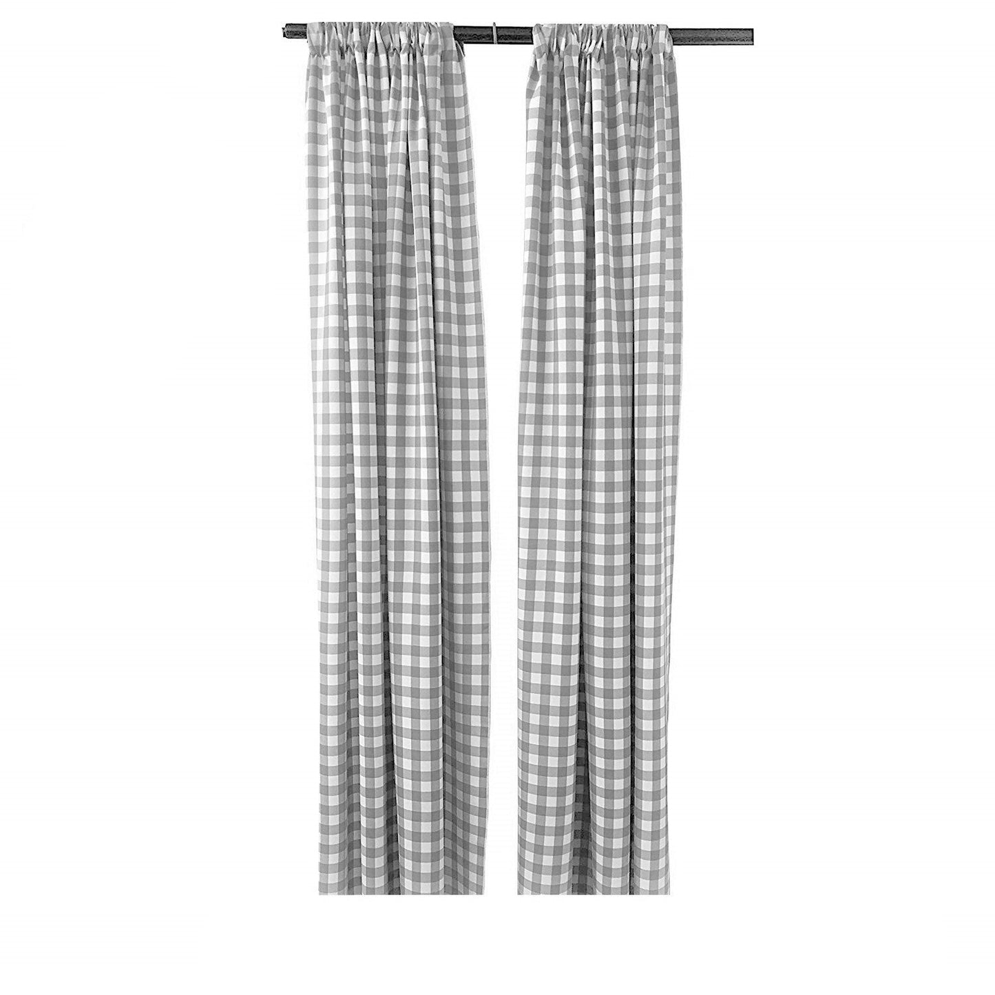 5 Feet Wide x 9 Feet High, Buffalo Checkered Country Plaid Gingham Checkered Backdrop Drapes Curtains Panels, 1 Pair - New Creations Fabric & Foam Inc