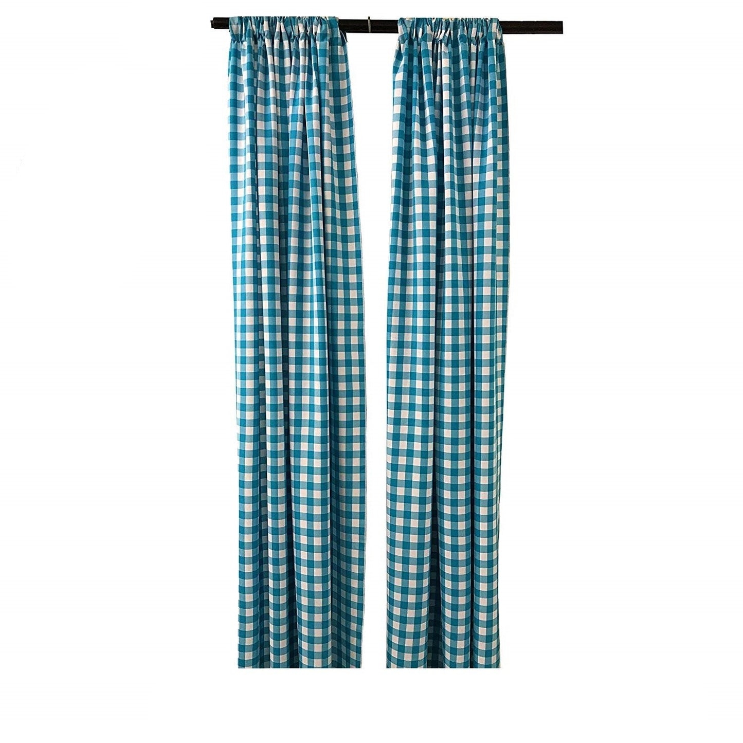 5 Feet Wide x 9 Feet High, Buffalo Checkered Country Plaid Gingham Checkered Backdrop Drapes Curtains Panels, 1 Pair - New Creations Fabric & Foam Inc