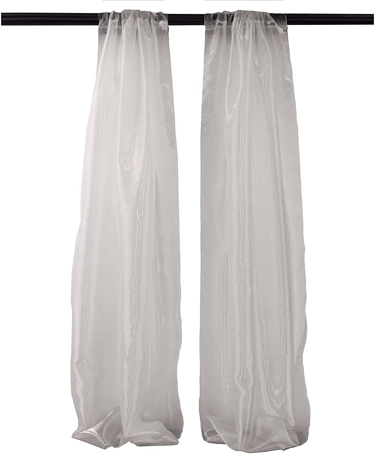 5 Feet Wide x 9 Feet High, Polyester Sheer Mirror Organza Backdrop Drape, Curtain Panels, Room Divider, 1 Pair. - New Creations Fabric & Foam Inc