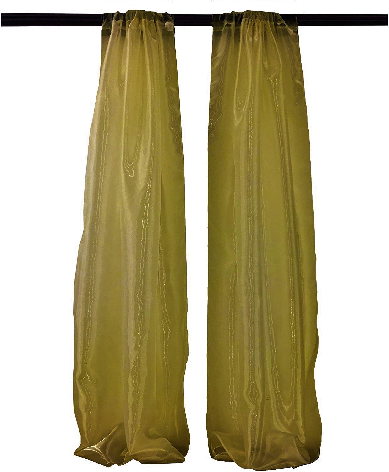 5 Feet Wide x 9 Feet High, Polyester Sheer Mirror Organza Backdrop Drape, Curtain Panels, Room Divider, 1 Pair. - New Creations Fabric & Foam Inc