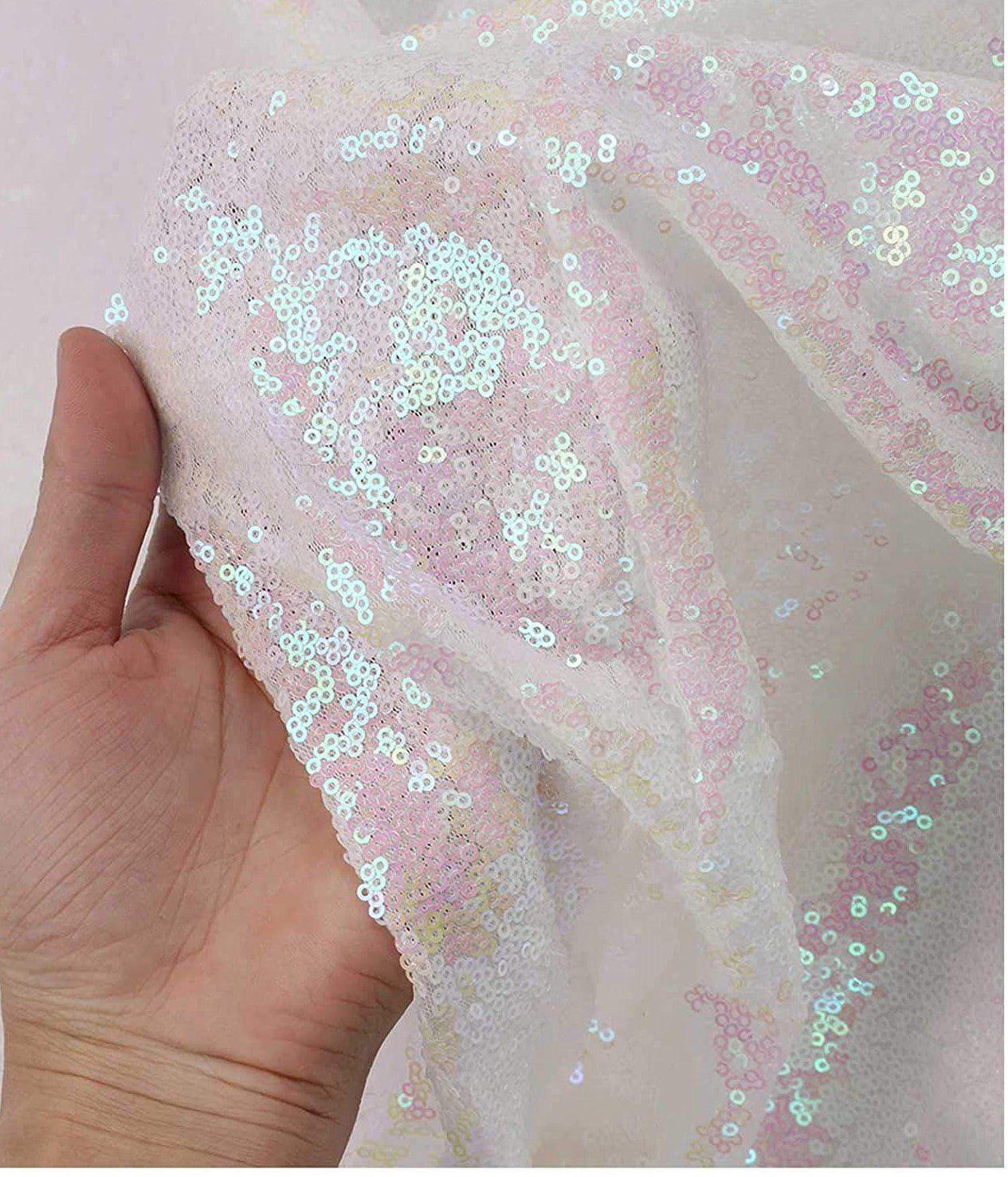 50" Wide Mini Glitz Disc Sequins Fabric By The Yard - New Creations Fabric & Foam Inc