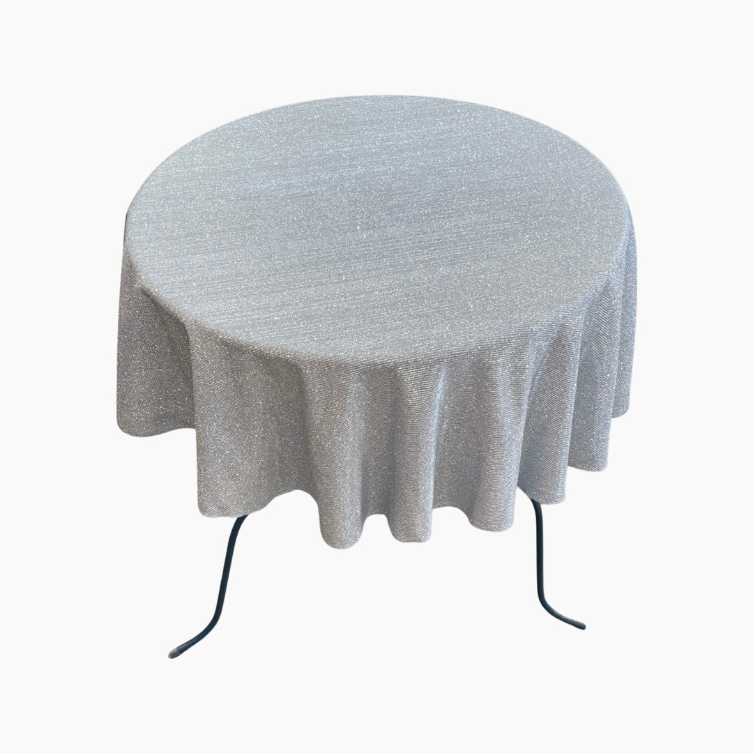 54" ROUND FULL COVERED GLITTER SHIMMER TABLECLOTH - New Creations Fabric & Foam Inc