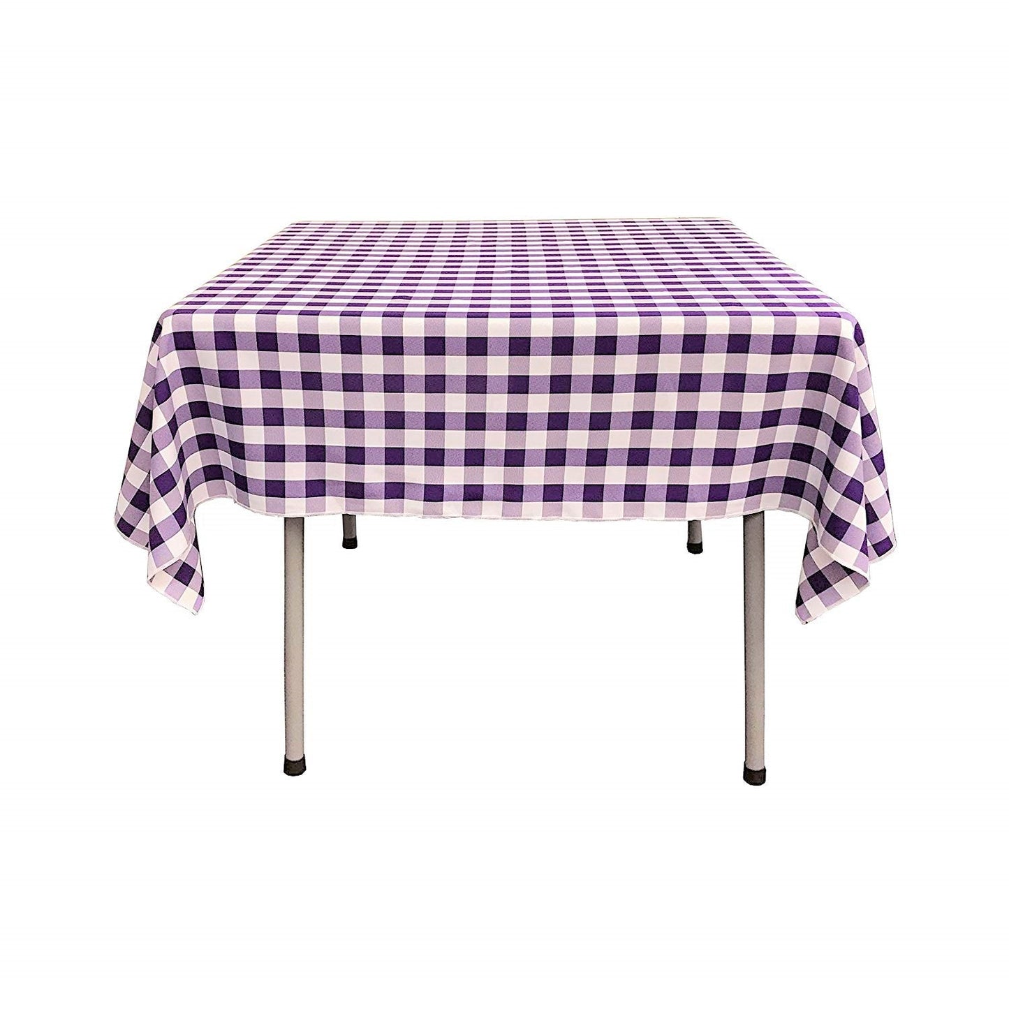 54" x 54" Square Tablecloth for 42" Square Small Coffee Table with 6" Drop, Polyester Checkered Gingham Plaid Table Overlay - New Creations Fabric & Foam Inc