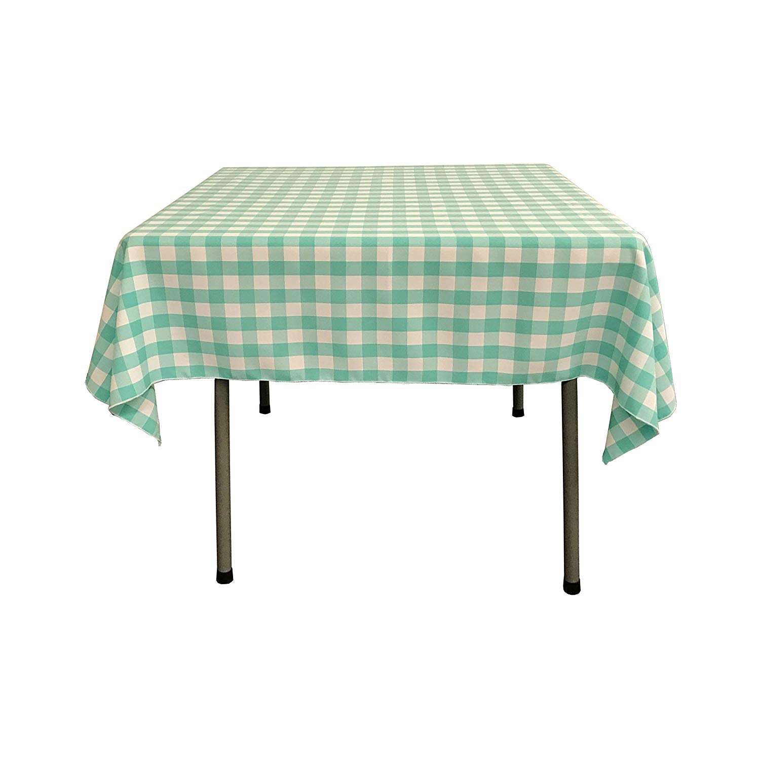 54" x 54" Square Tablecloth for 42" Square Small Coffee Table with 6" Drop, Polyester Checkered Gingham Plaid Table Overlay - New Creations Fabric & Foam Inc