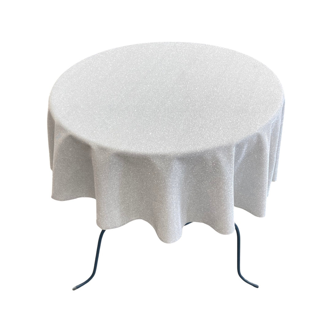58" ROUND FULL COVERED GLITTER SHIMMER TABLECLOTH - New Creations Fabric & Foam Inc