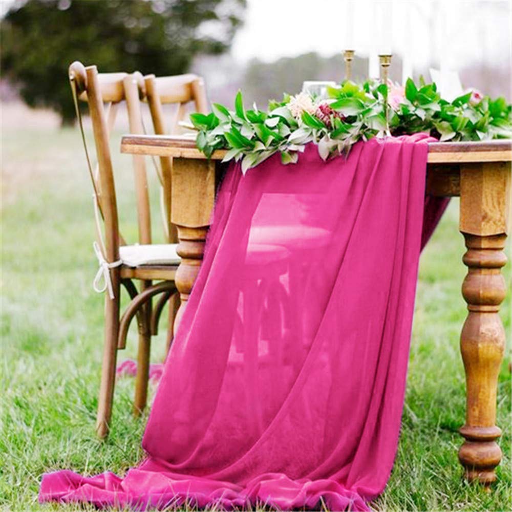 58" Wide Extra Long, Chiffon Wedding Table Runner - New Creations Fabric & Foam Inc