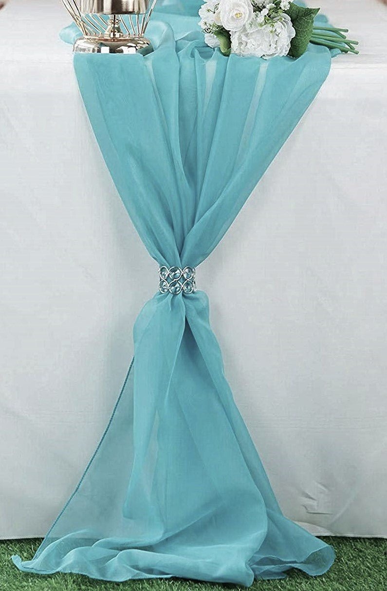 58" Wide Extra Long, Chiffon Wedding Table Runner - New Creations Fabric & Foam Inc