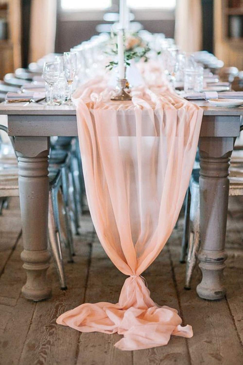 58" Wide Extra Long, Chiffon Wedding Table Runner - New Creations Fabric & Foam Inc