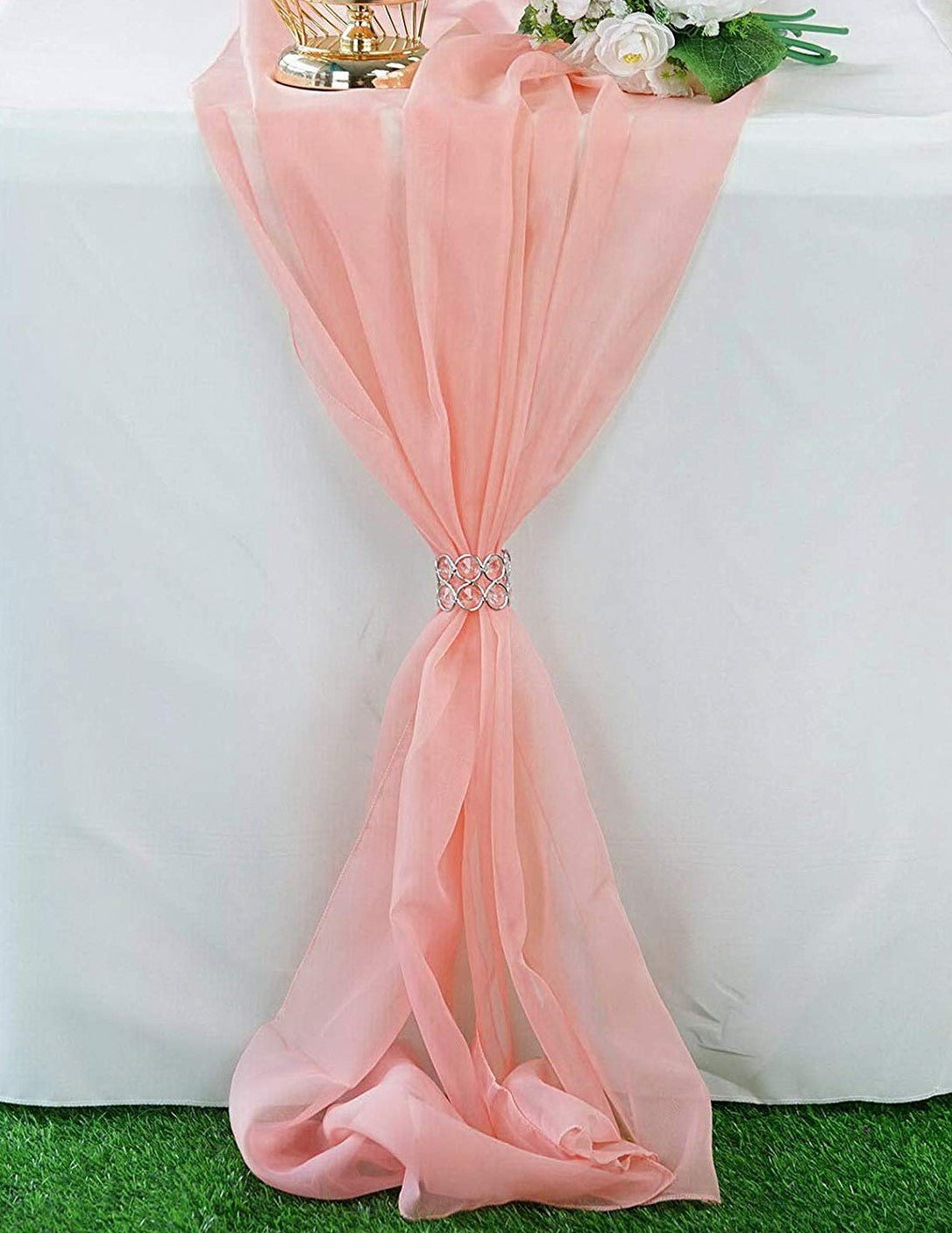 58" Wide Extra Long, Chiffon Wedding Table Runner - New Creations Fabric & Foam Inc