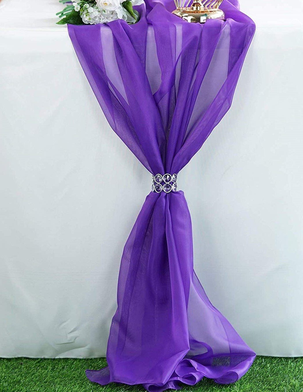 58" Wide Extra Long, Chiffon Wedding Table Runner - New Creations Fabric & Foam Inc