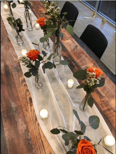 58" Wide Extra Long, Chiffon Wedding Table Runner - New Creations Fabric & Foam Inc