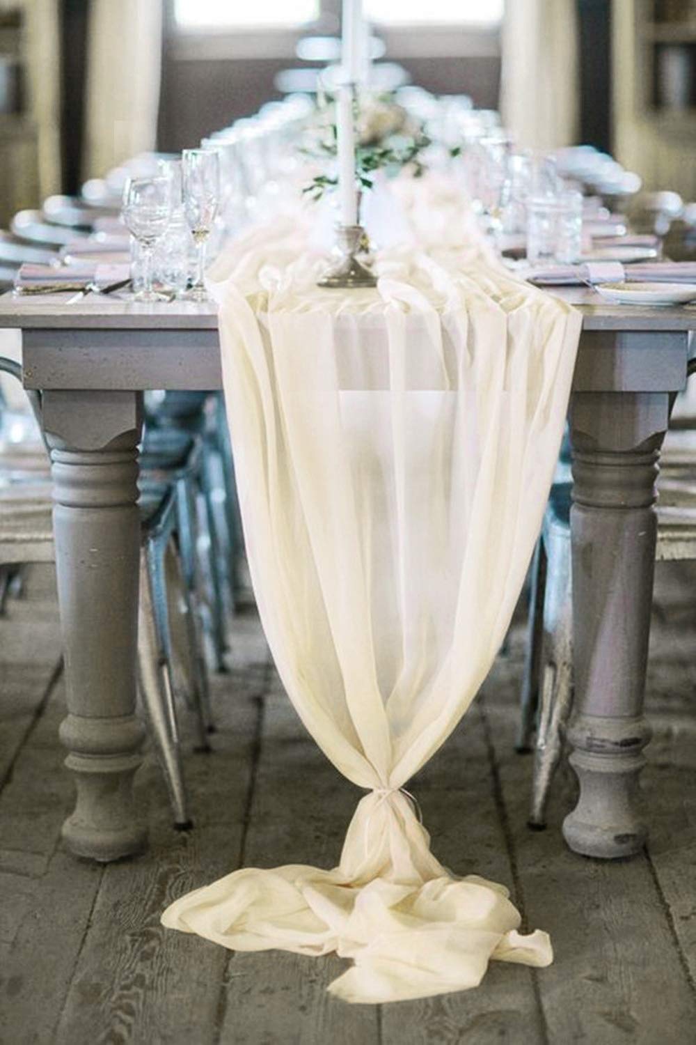 58" Wide Extra Long, Chiffon Wedding Table Runner - New Creations Fabric & Foam Inc