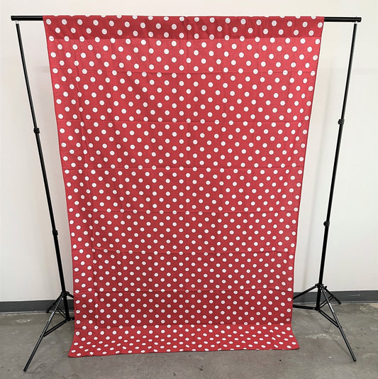 58" Wide x 120" High, Poly Cotton Polka Dot Decorative Backdrop Drape Curtain Divider, 1 Panel - New Creations Fabric & Foam Inc