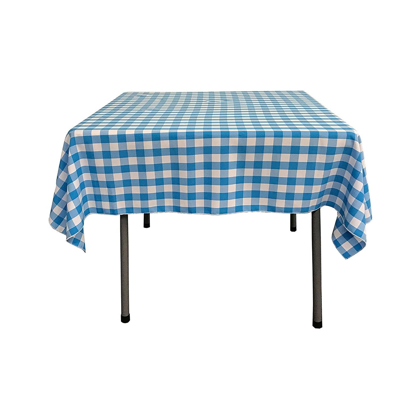 58" x 58" Square Tablecloth for 46" Square Small Coffee Table with 6" Drop, Polyester Checkered Gingham Plaid Table Overlay - New Creations Fabric & Foam Inc