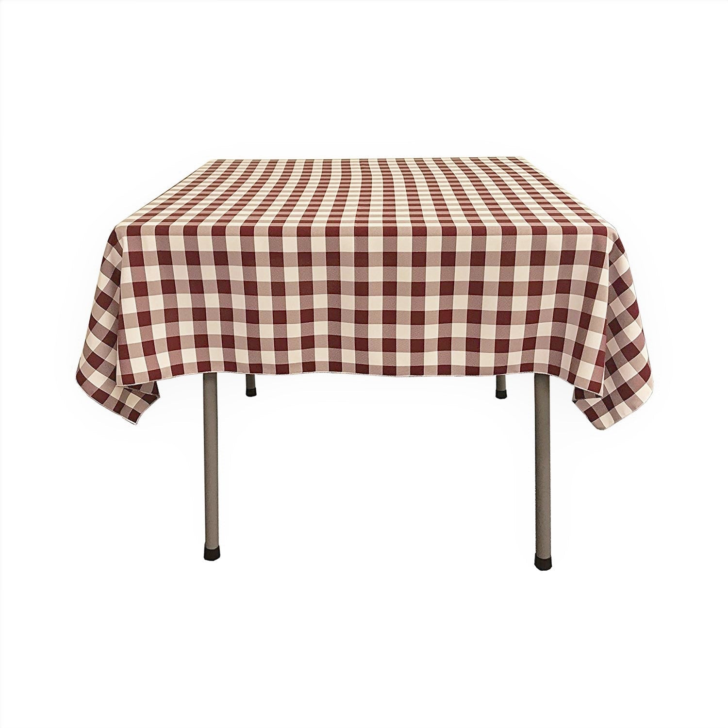 58" x 58" Square Tablecloth for 46" Square Small Coffee Table with 6" Drop, Polyester Checkered Gingham Plaid Table Overlay - New Creations Fabric & Foam Inc
