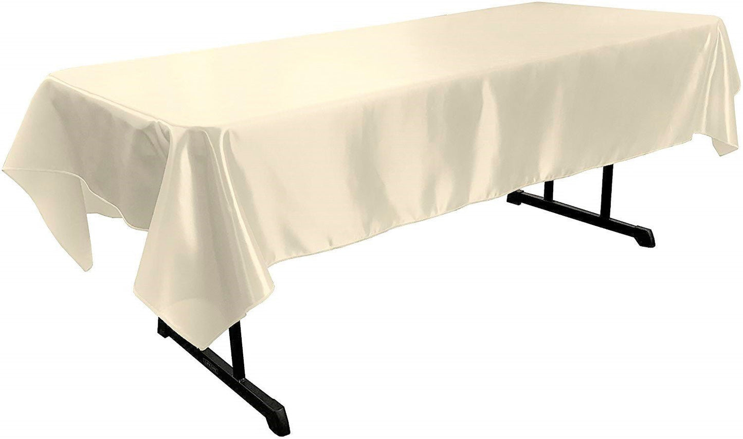 58" x 90" Rectangular Polyester Bridal Satin Table Tablecloth - New Creations Fabric & Foam Inc