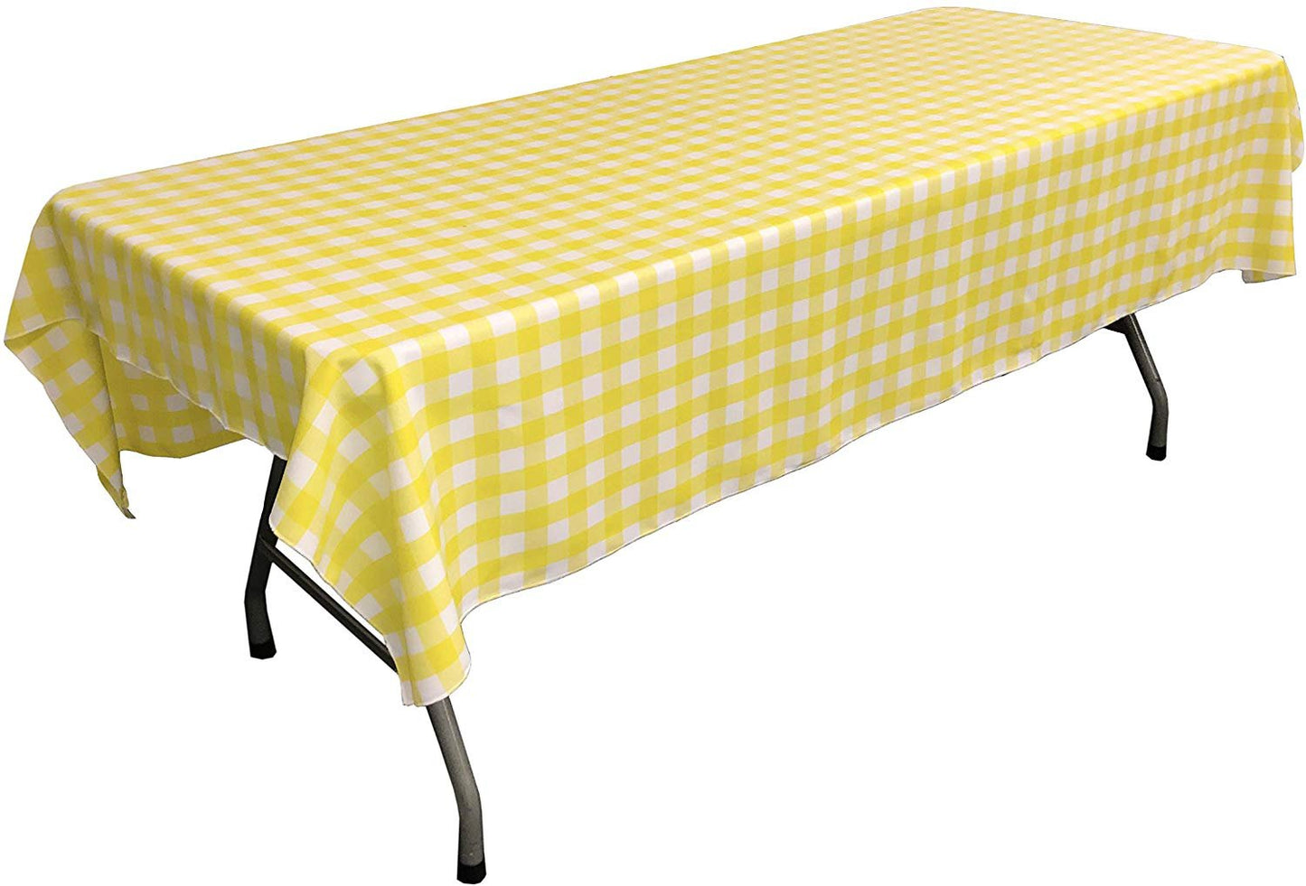 60" Wide x 120" Long Rectangular Polyester Poplin Gingham Checkered Tablecloth - New Creations Fabric & Foam Inc