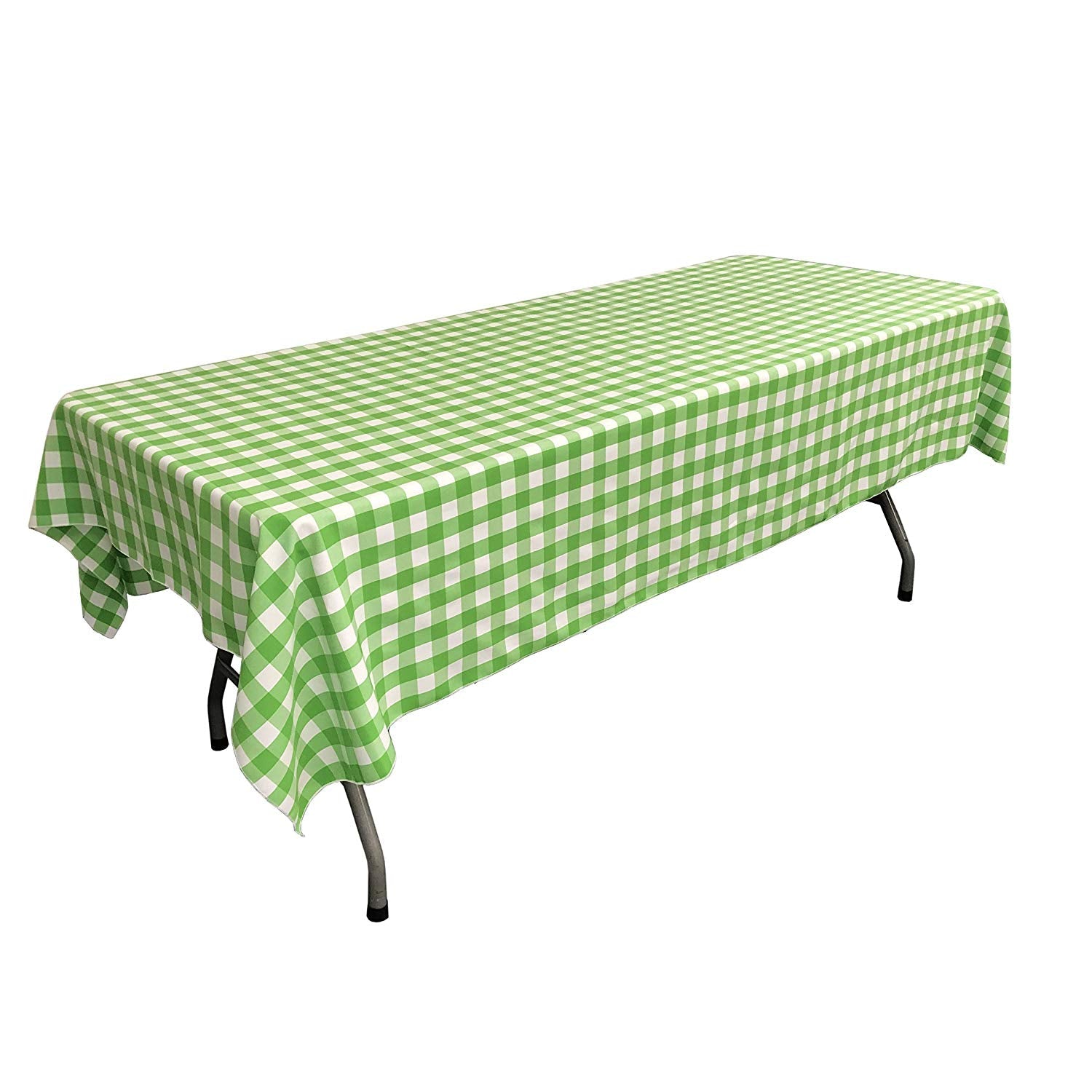 60" Wide x 120" Long Rectangular Polyester Poplin Gingham Checkered Tablecloth - New Creations Fabric & Foam Inc