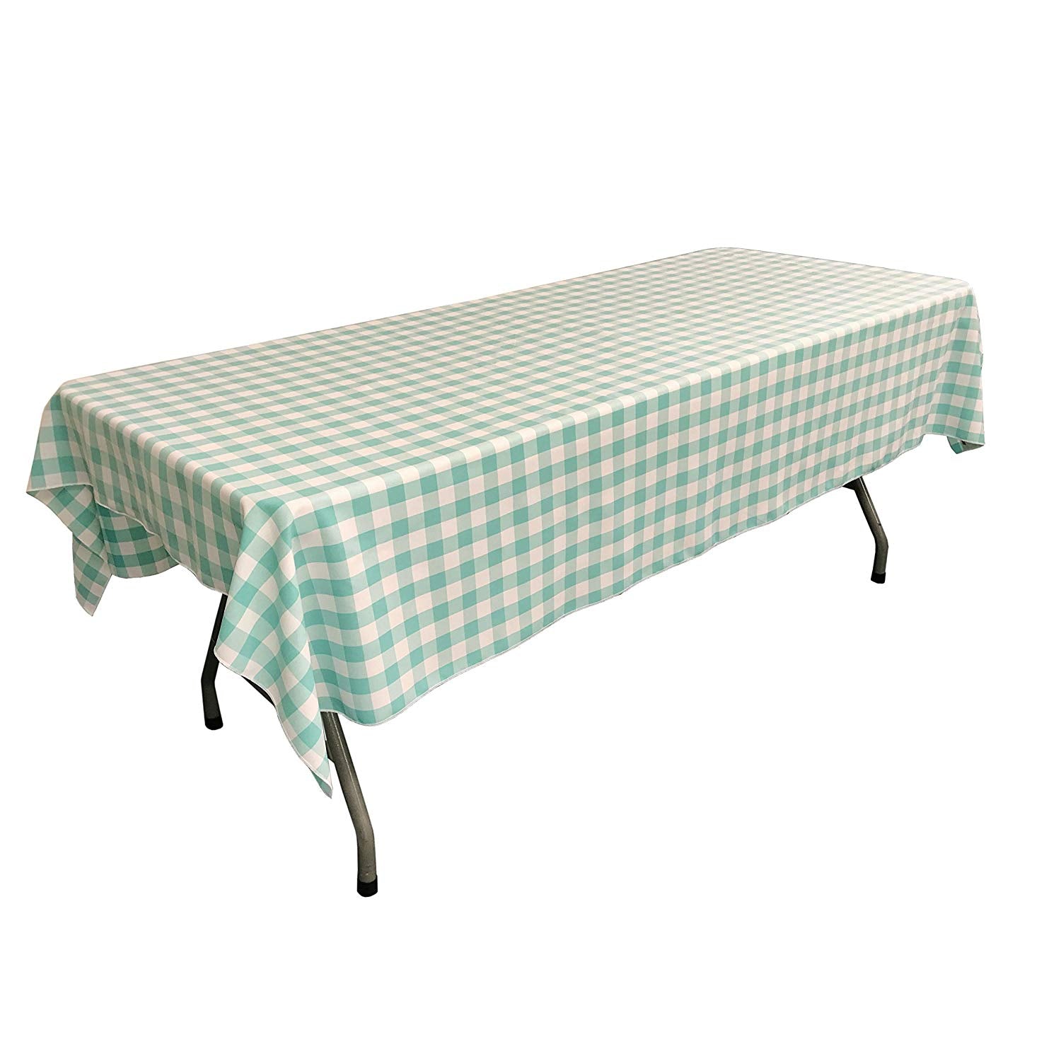 60" Wide x 72" Long Rectangular Polyester Poplin Gingham Checkered Tablecloth - New Creations Fabric & Foam Inc