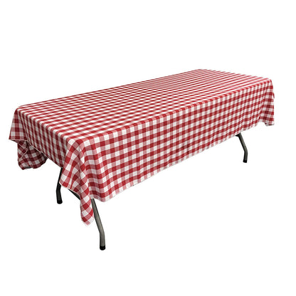 60" Wide x 90" Long Rectangular Polyester Poplin Gingham Checkered Tablecloth - New Creations Fabric & Foam Inc