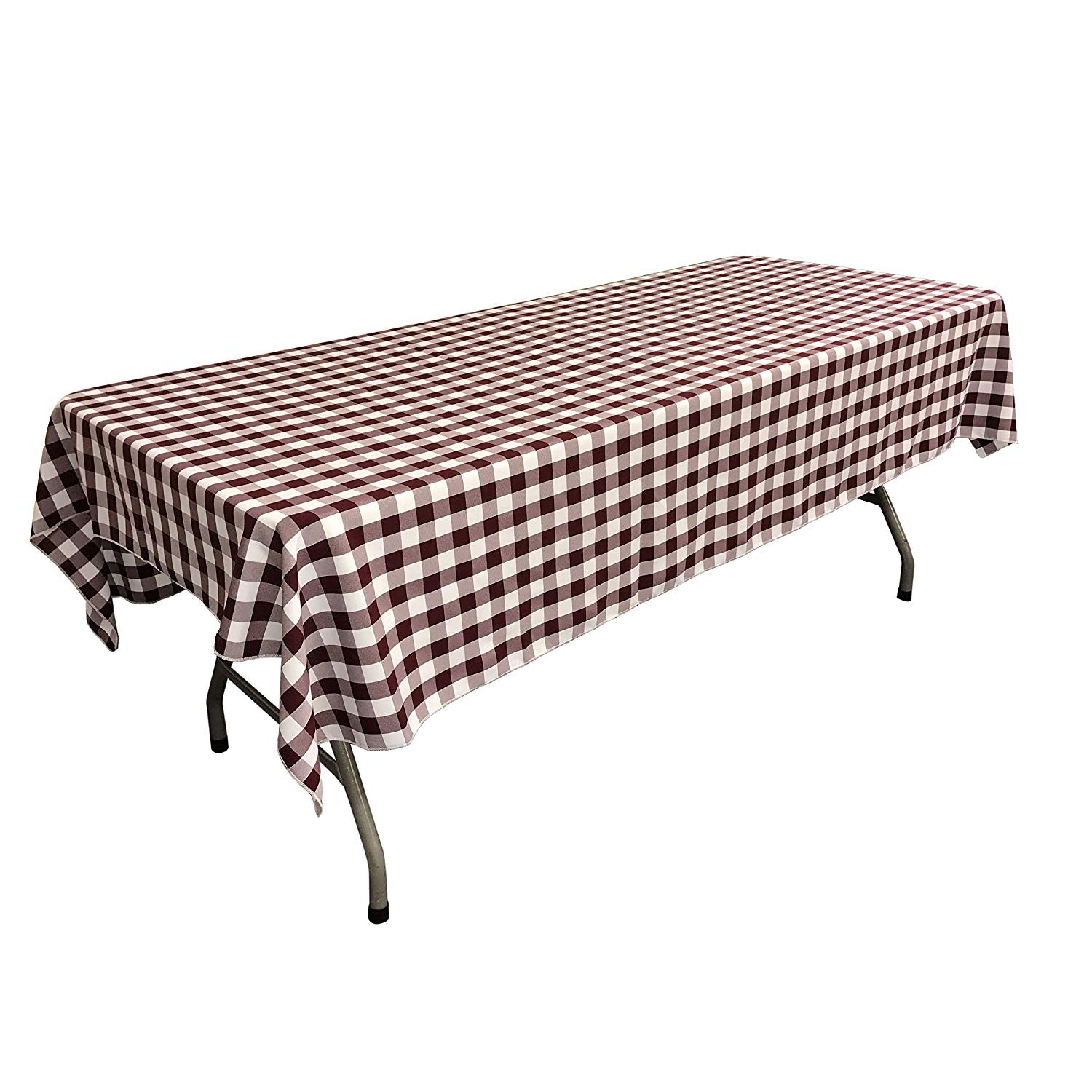 60" Wide x 90" Long Rectangular Polyester Poplin Gingham Checkered Tablecloth - New Creations Fabric & Foam Inc