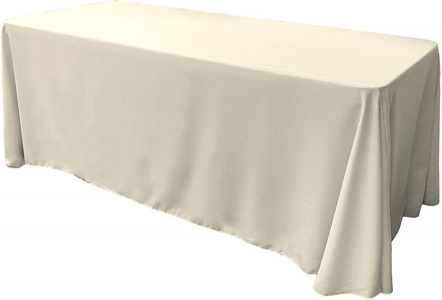90" Wide by 132" Long Rectangular Polyester Poplin Seamless Tablecloth - Rounded Corners - New Creations Fabric & Foam Inc