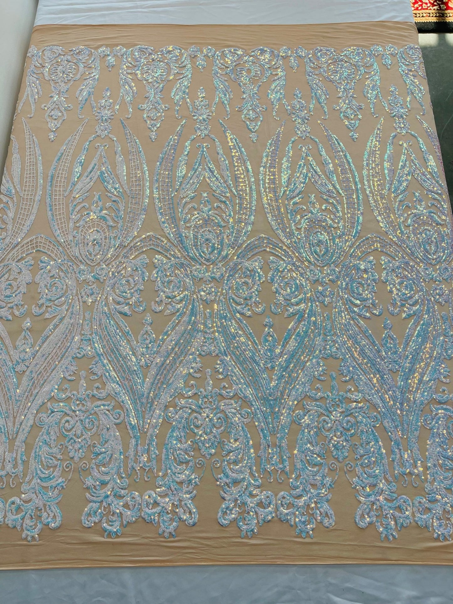 Big Sequin Damask Fabric 54” Wide| New Creations Fabric & Foam Inc. - New Creations Fabric & Foam Inc
