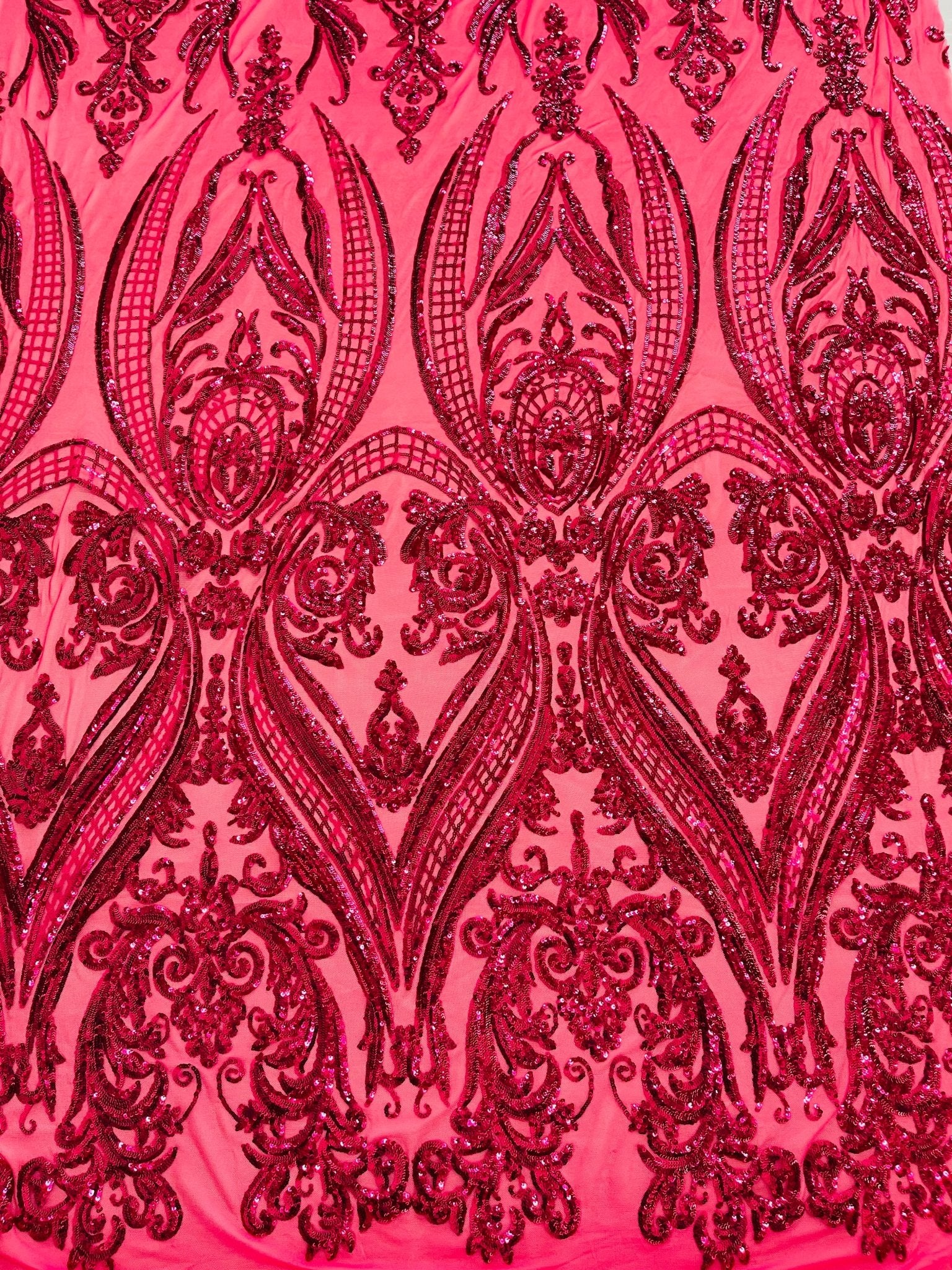 Big Sequin Damask Fabric 54” Wide| New Creations Fabric & Foam Inc. - New Creations Fabric & Foam Inc