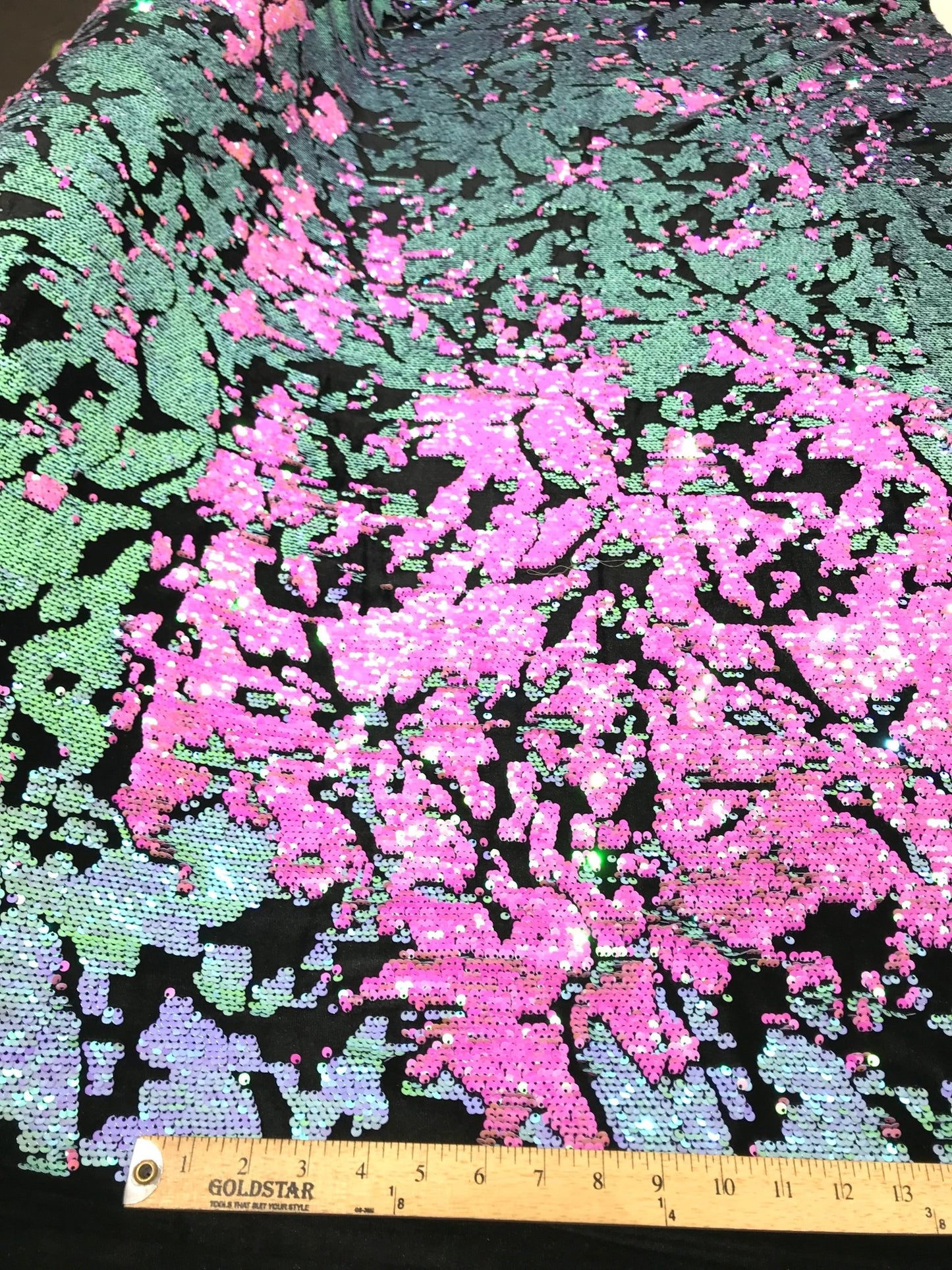 Camo Sequin Stretch Velvet 54" Wide| New Creations Fabric & Foam Inc. - New Creations Fabric & Foam Inc