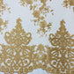 Elegant flower damask flat lace embroidery on a mesh - sold by the yard. - New Creations Fabric & Foam Inc