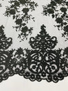 Elegant flower damask flat lace embroidery on a mesh - sold by the yard. - New Creations Fabric & Foam Inc