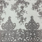 Elegant flower damask flat lace embroidery on a mesh - sold by the yard. - New Creations Fabric & Foam Inc