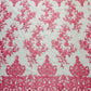 Elegant flower damask flat lace embroidery on a mesh - sold by the yard. - New Creations Fabric & Foam Inc