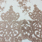 Elegant flower damask flat lace embroidery on a mesh - sold by the yard. - New Creations Fabric & Foam Inc