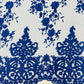 Elegant flower damask flat lace embroidery on a mesh - sold by the yard. - New Creations Fabric & Foam Inc