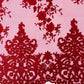 Elegant flower damask flat lace embroidery on a mesh - sold by the yard. - New Creations Fabric & Foam Inc
