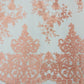 Elegant flower damask flat lace embroidery on a mesh - sold by the yard. - New Creations Fabric & Foam Inc