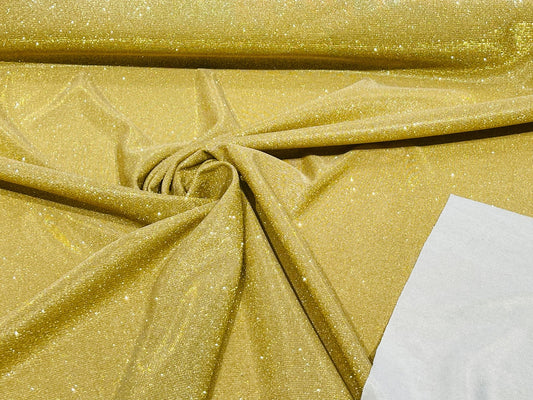 Gold 58/60" Wide Full Glitter Covered Shimmer Fabric By The Yard - New Creations Fabric & Foam Inc